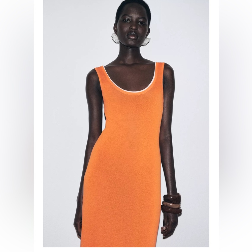 Zara Knit Double trim Midi Dress